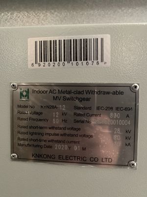 Dispositivo de distribución retirable del panel 6KV del interruptor de KYN28A-12 Lv